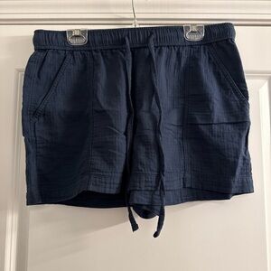 LOFT Women’s Navy Cotton Pull On Drawstring Shorts Size L